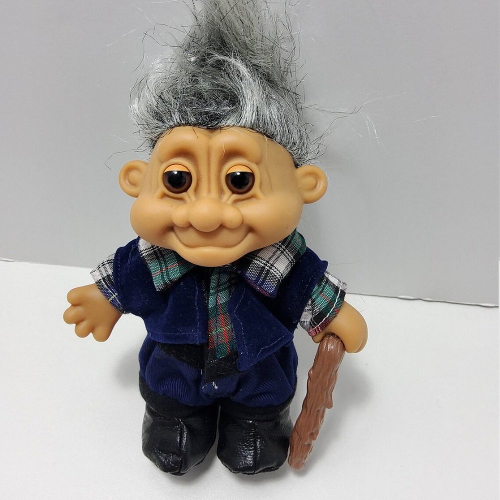 Grandpa Troll Doll Russ Vintage Retro Nostalgic Ol